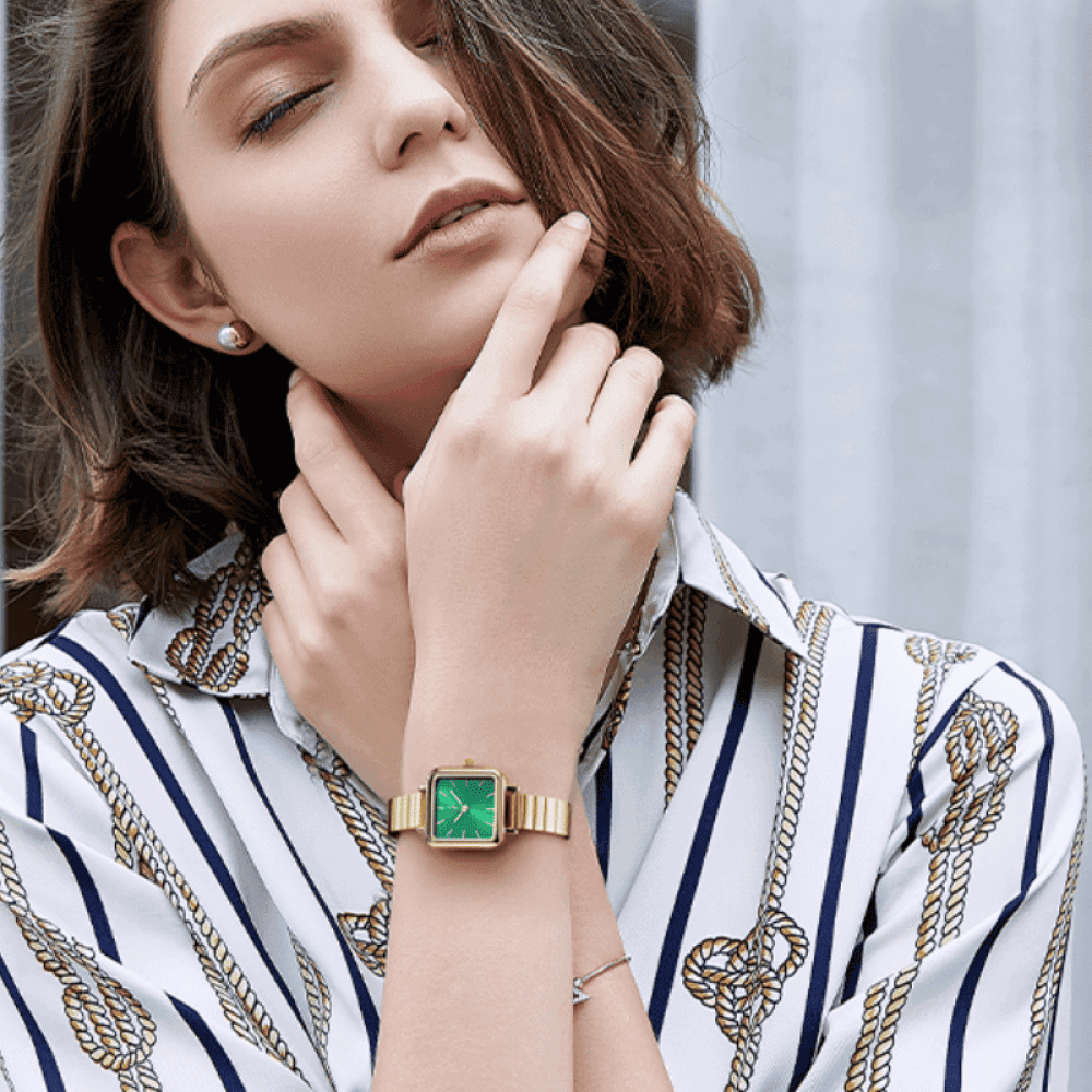 Relógio Feminino Quadrado Dourado - Green Élégance