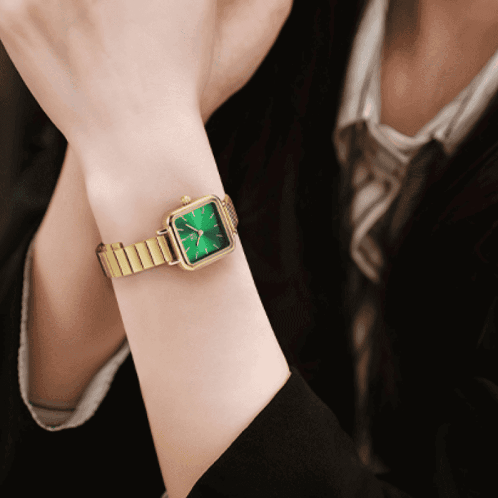 Relógio Feminino Quadrado Dourado - Green Élégance