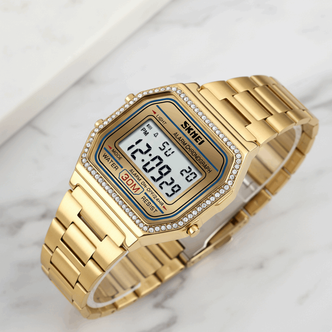 Relógio Feminino Digital Dourado Brillare - Amo Relógio