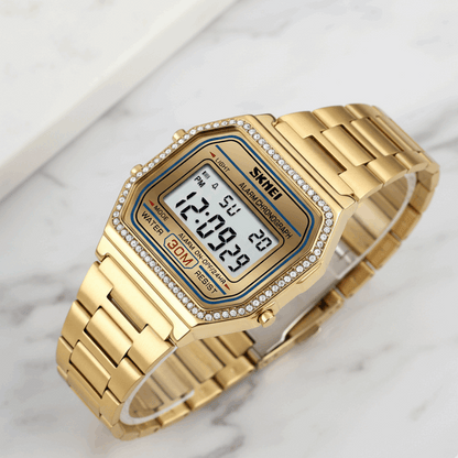 Relógio Feminino Digital Dourado Brillare - Amo Relógio