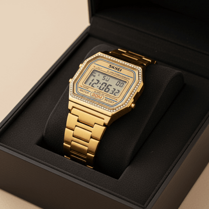Relógio Feminino Digital Dourado Brillare - Amo Relógio