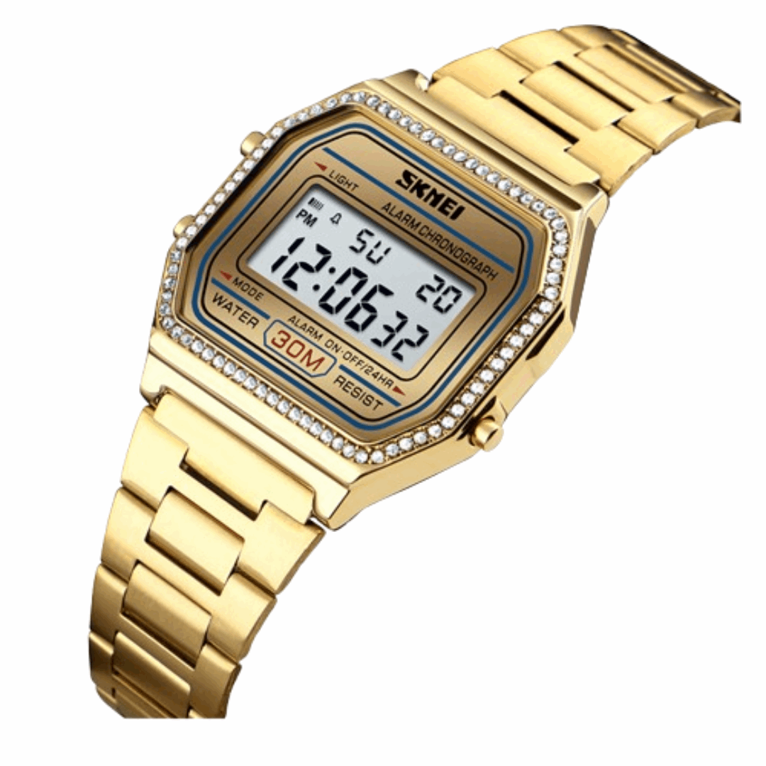 Relógio Feminino Digital Dourado Brillare - Amo Relógio