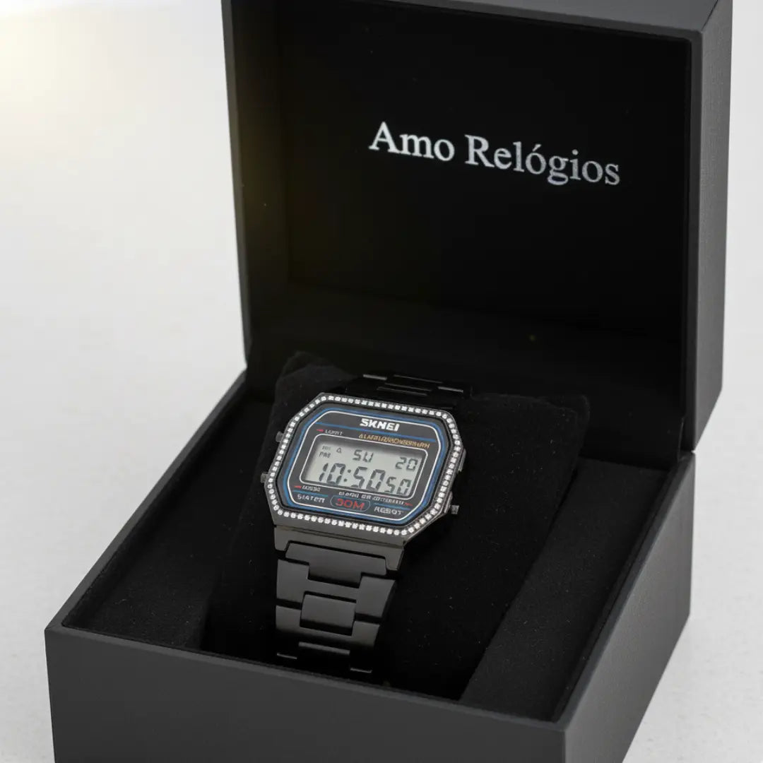 Relógio Feminino Digital Preto Brillare - Amo Relógio