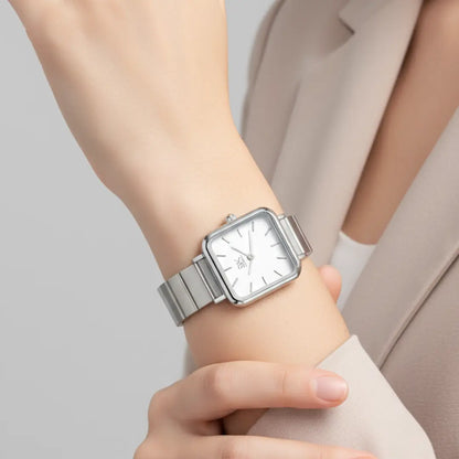 Relógio Feminino Quadrado Prata - Élégance