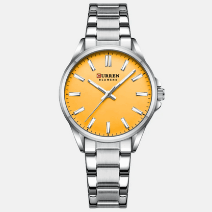 Relógio Curren Feminino Aço Inoxidável Prata & Amarelo - 03