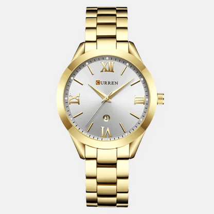 Relógio Curren Feminino De Aço Inoxidável Dourado - 01