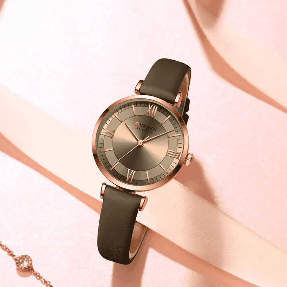 Relógio Curren Feminino Redondo De Couro - 02