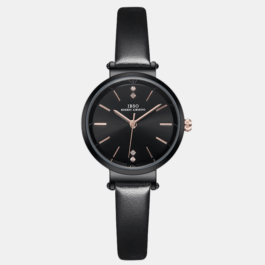 Relógio Feminino Redondo De Couro Preto Ibso - 03