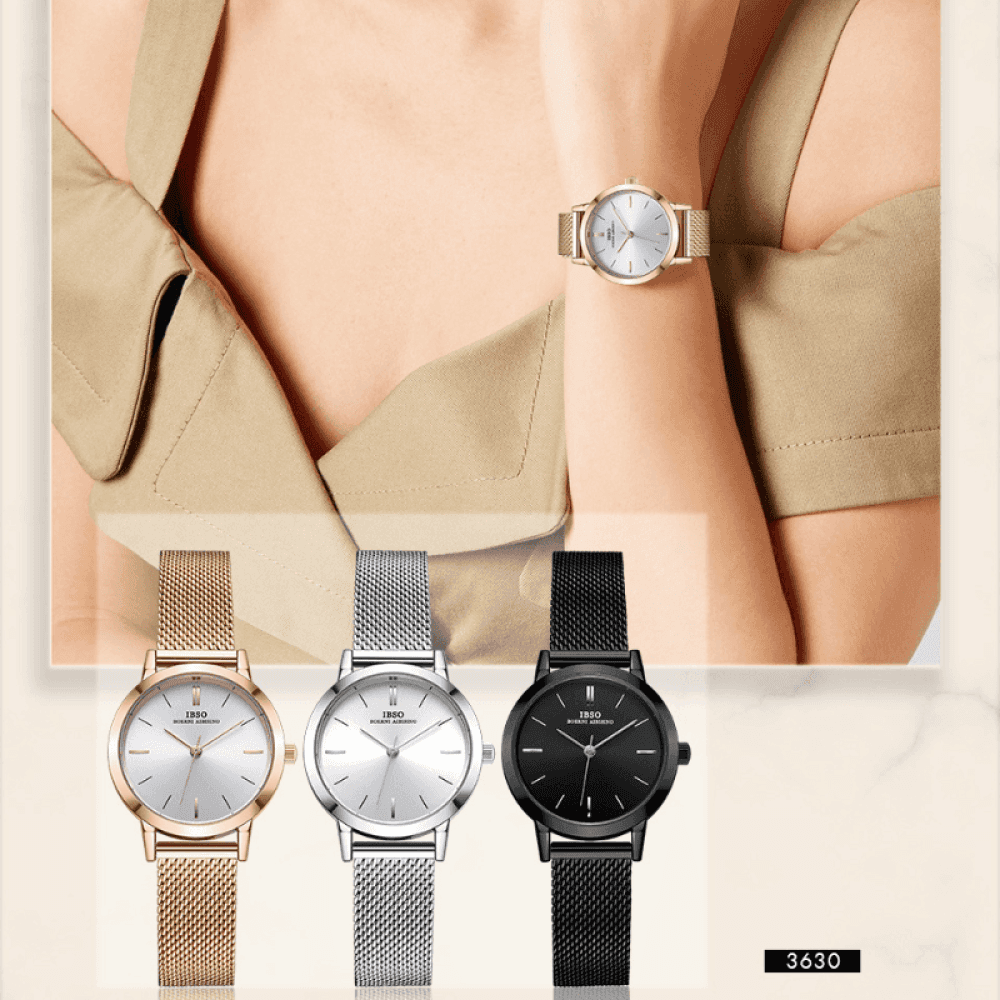 Relógio Feminino Redondo De Malha Ibso - 02