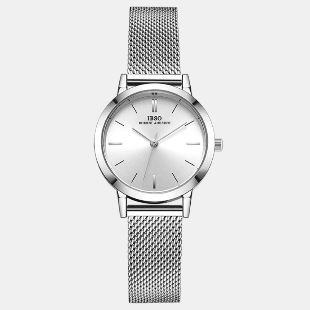 Relógio Feminino Redondo De Malha Prata Ibso - 02
