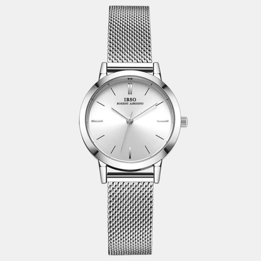 Relógio Feminino Redondo De Malha Prata Ibso - 02