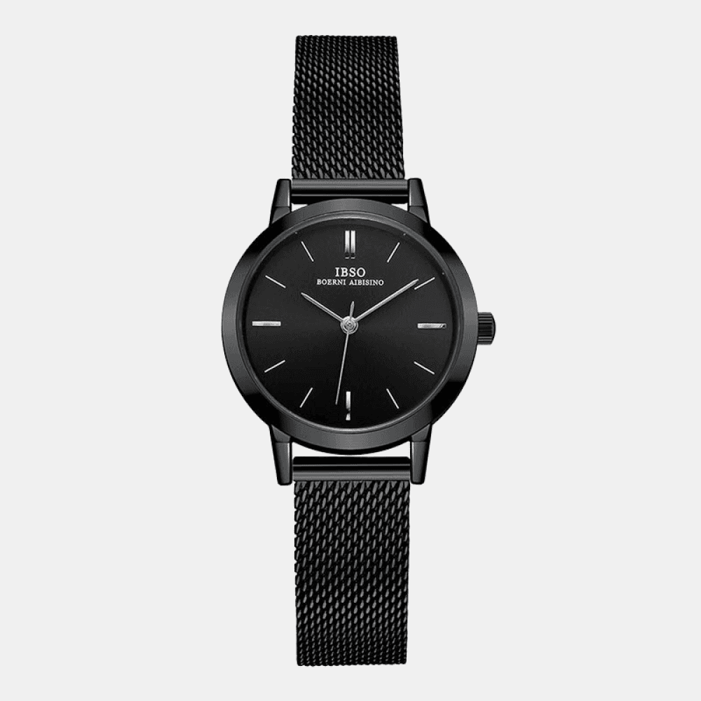 Relógio Feminino Redondo De Malha Preto Ibso - 02