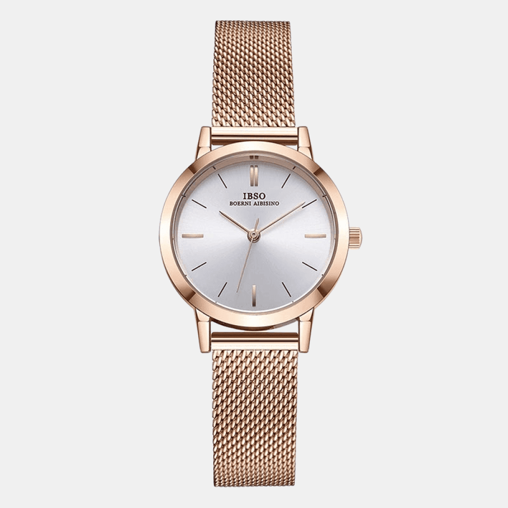 Relógio Feminino Redondo De Malha Rose Gold Ibso - 02
