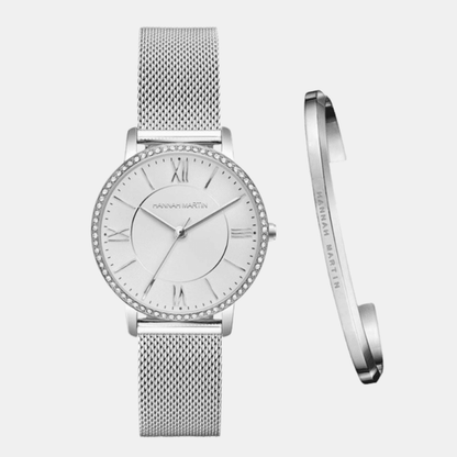 Relógio Hannah Martin Feminino Com Bracelete Prata Relo+ Brac -Hm - 03