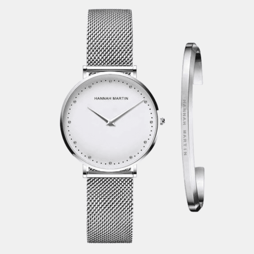 Relógio Hannah Martin Feminino Com Bracelete Prata Relo+Brac Hm - 04