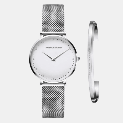 Relógio Hannah Martin Feminino Com Bracelete Prata Relo+Brac Hm - 04