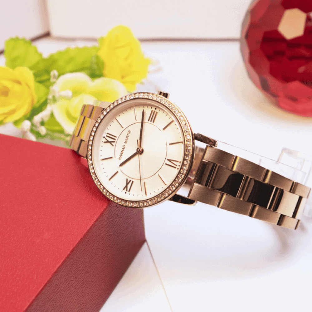 Relógio Hannah Martin Feminino Minimalista Em Aço Hm -14
