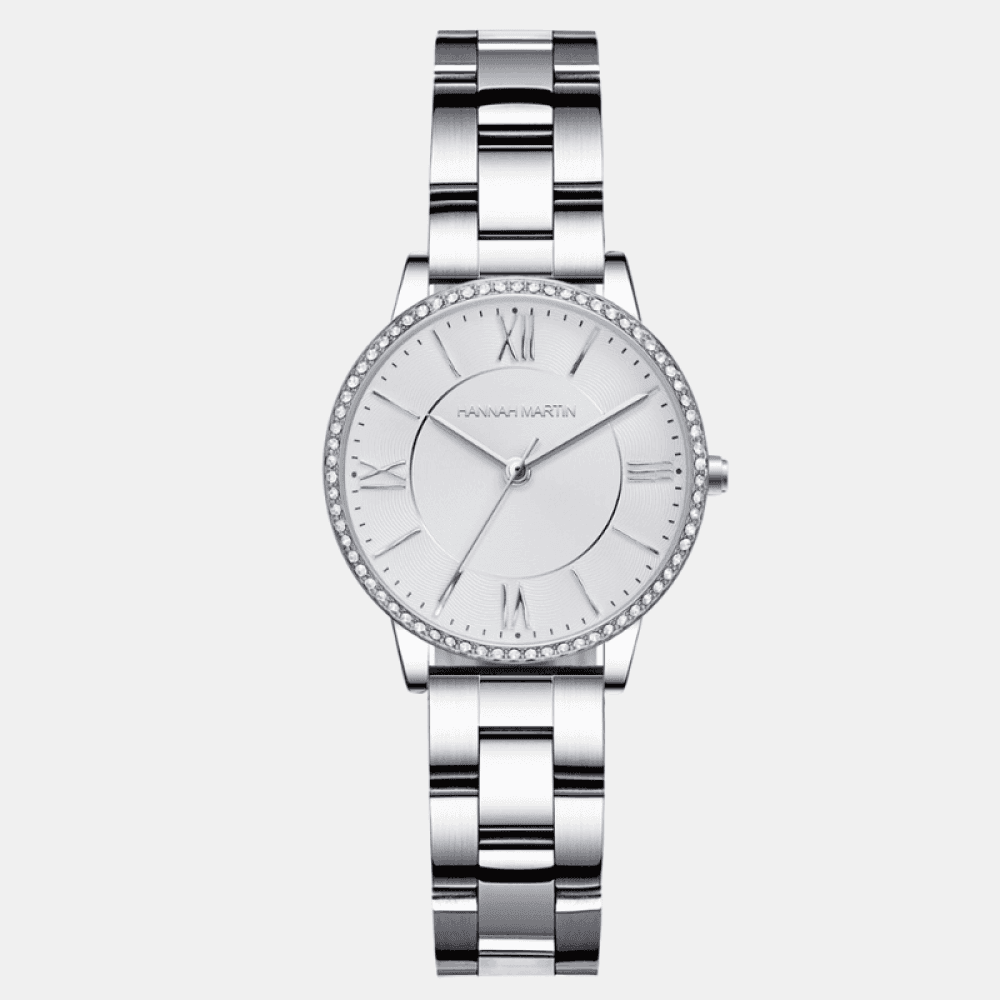 Relógio Hannah Martin Feminino Minimalista Em Aço Prata Hm -14