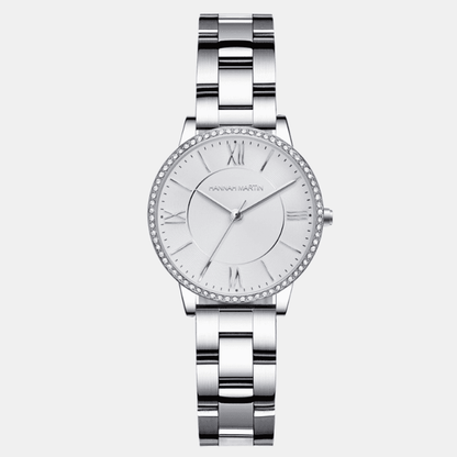 Relógio Hannah Martin Feminino Minimalista Em Aço Prata Hm -14