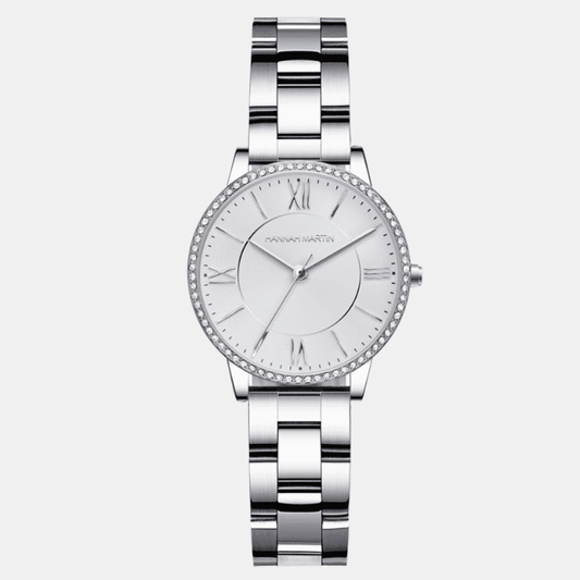 Relógio Hannah Martin Feminino Minimalista Em Aço Prata Hm -14
