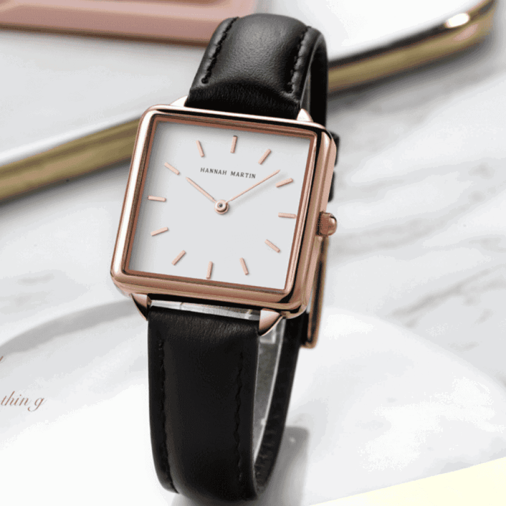 Relógio Hannah Martin Feminino Quadrado De Couro Hm - 13