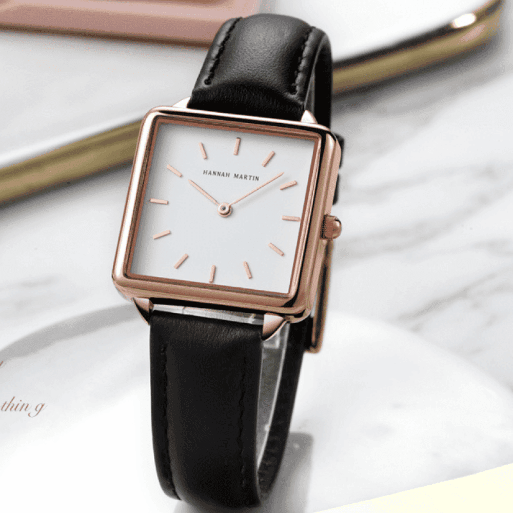 Relógio Hannah Martin Feminino Quadrado De Couro Hm - 13