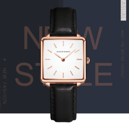 Relógio Hannah Martin Feminino Quadrado De Couro Hm - 13