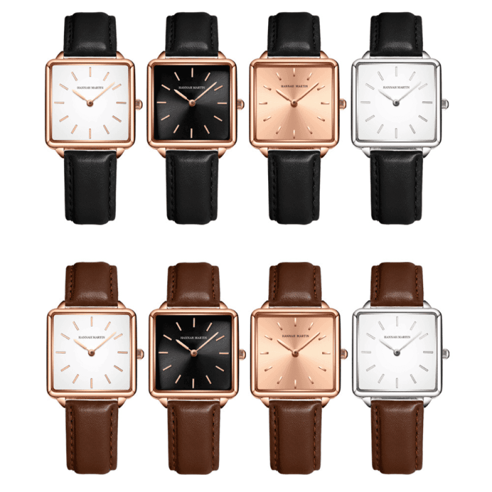 Relógio Hannah Martin Feminino Quadrado De Couro Hm - 13
