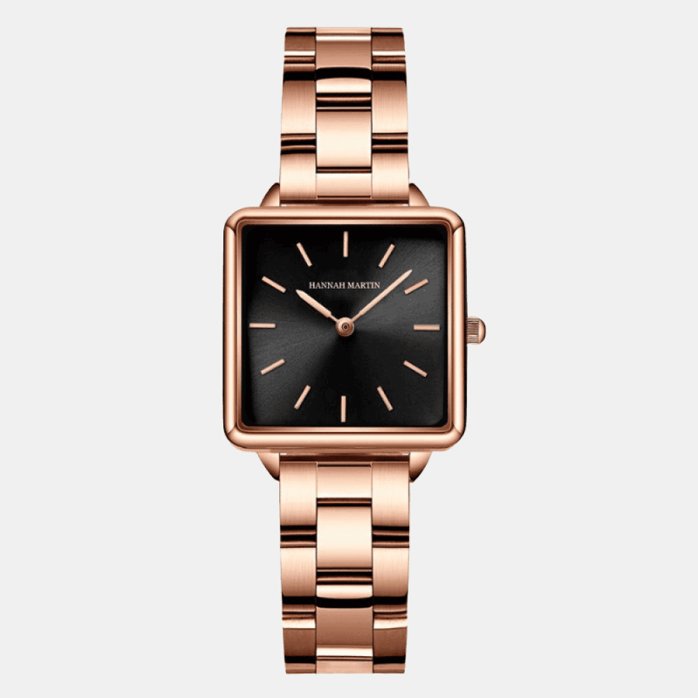 Relógio Hannah Martin Feminino Quadrado Dourado & Preto Hm - 12