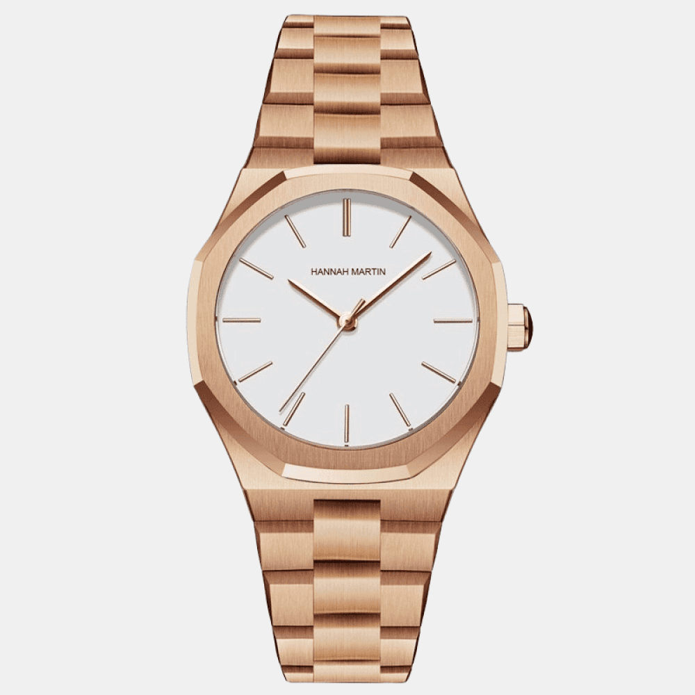 Relógio Hannah Martin Feminino Rose Gold & Branco Hm - 09