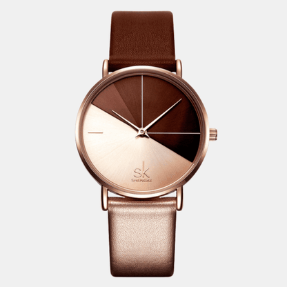 Relógio Shengke Feminino Minimalist Marrom Sk - 03