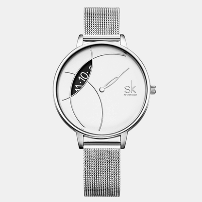 Relógio Shengke Feminino Prata Aço Sk - 12