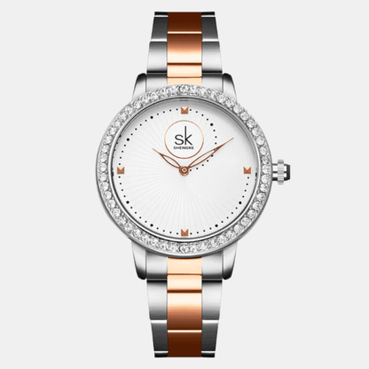 Relógio Shengke Feminino Prata & Rose Gold Sk - 11
