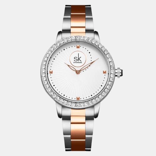 Relógio Shengke Feminino Prata & Rose Gold Sk - 11