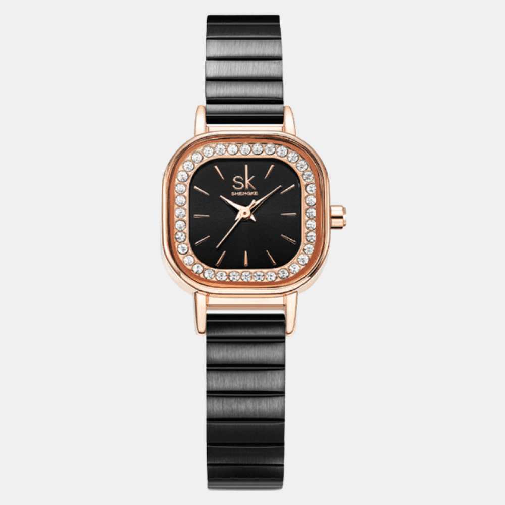 Relógio Shengke Feminino Quadrado Crystal Preto 1 Sk - 05