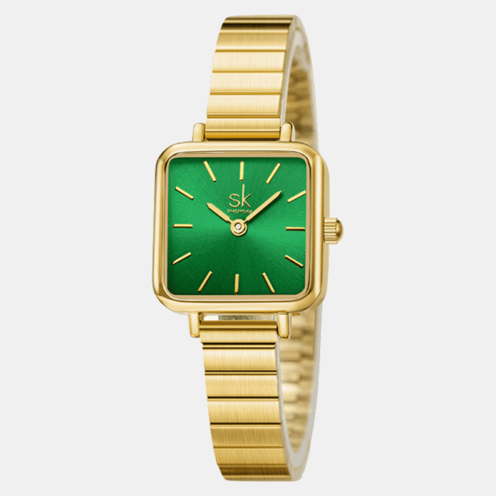 Relógio Shengke Feminino Quadrado Gold Sk - 15
