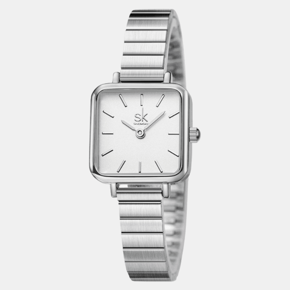 Relógio Shengke Feminino Quadrado Prata Sk - 15