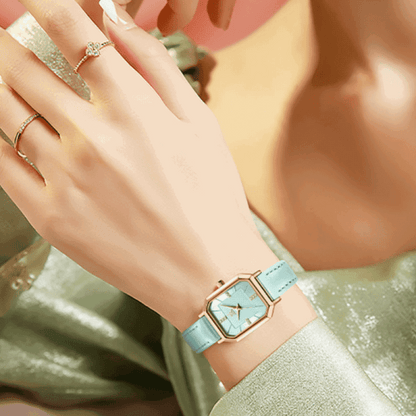 Relógio Shengke Feminino Retângulo De Couro Sk - 09