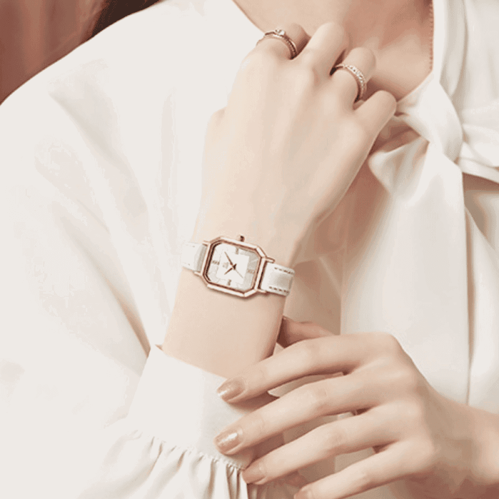 Relógio Shengke Feminino Retângulo De Couro Sk - 09