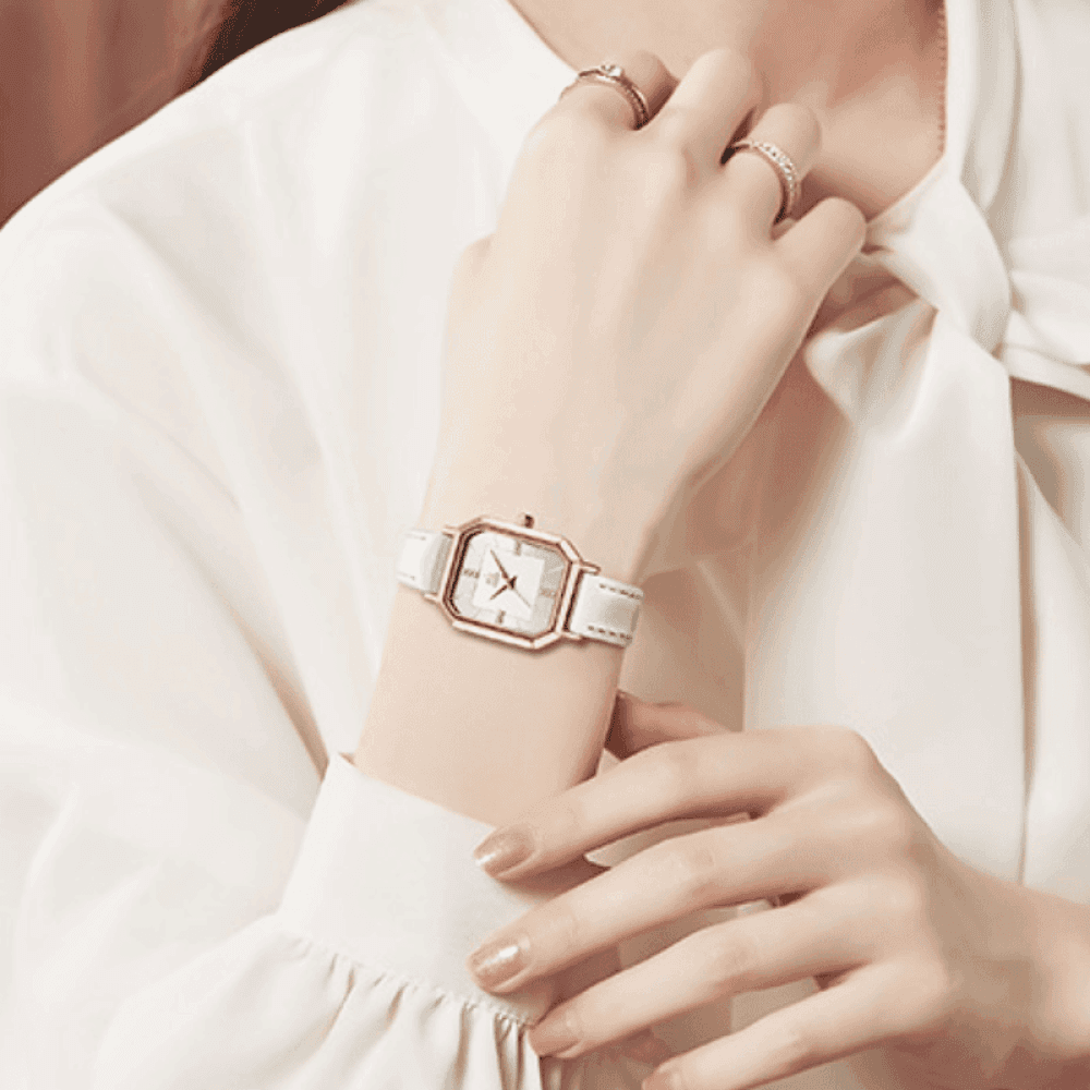 Relógio Shengke Feminino Retângulo De Couro Sk - 09