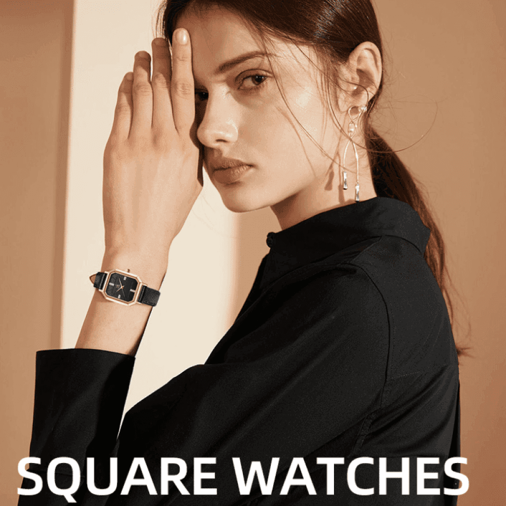 Relógio Shengke Feminino Retângulo De Couro Sk - 09