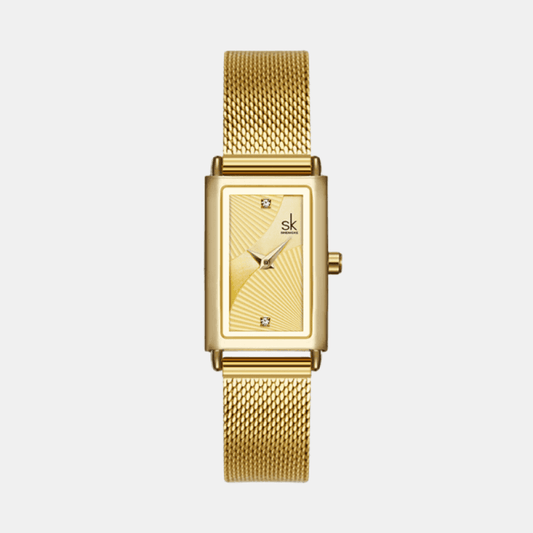 Relógio Shengke Feminino Retângulo Elegant Gold Sk - 04