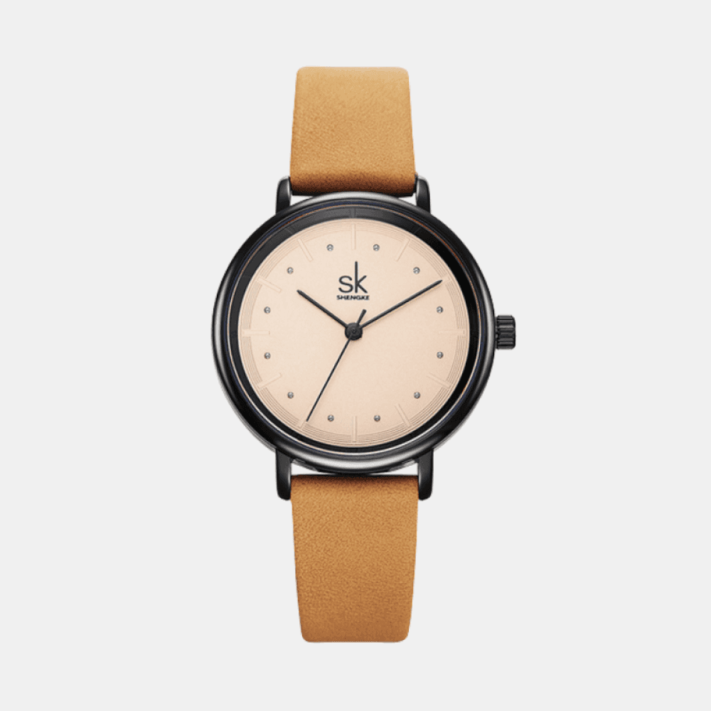 Relógio Shengke Feminino Retrô Marrom Sk - 01