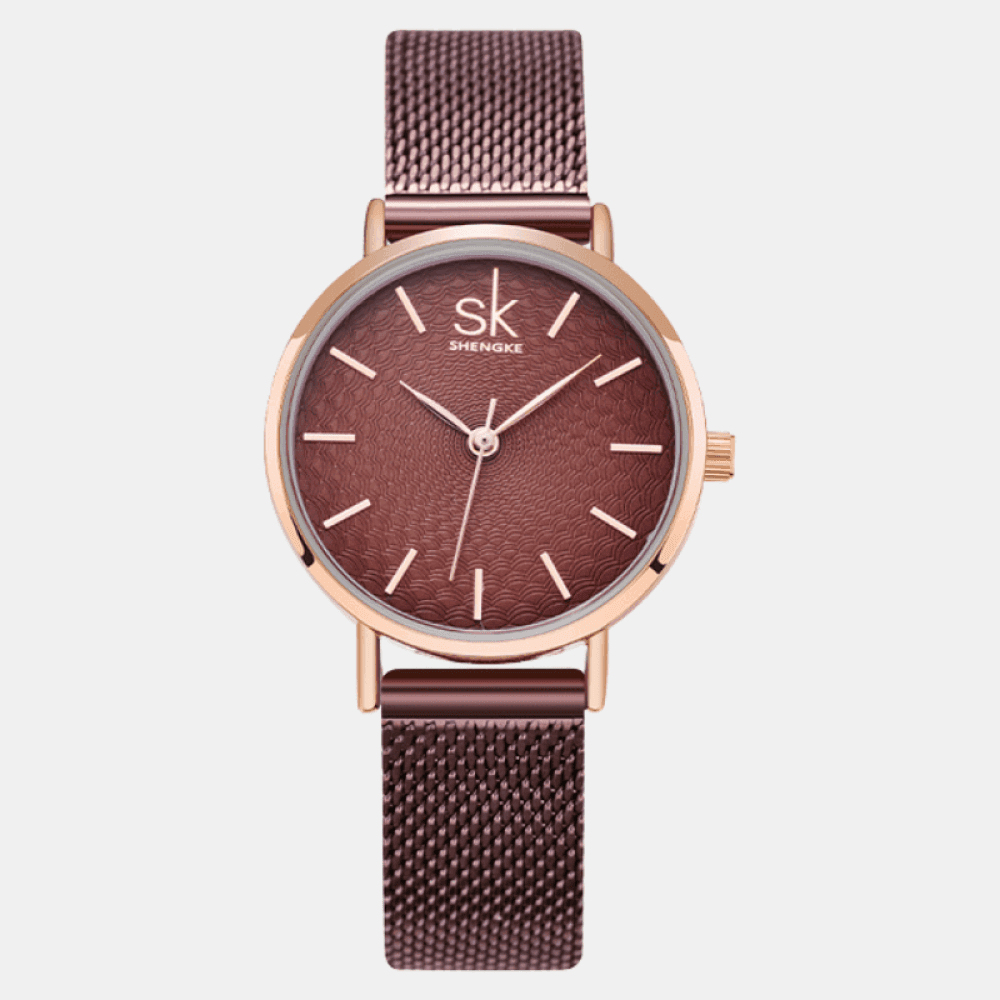 Relógio Shengke Feminino Super Slim Coffee Sk - 02