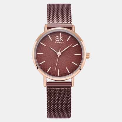 Relógio Shengke Feminino Super Slim Coffee Sk - 02