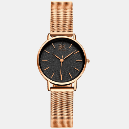 Relógio Shengke Feminino Super Slim Rosegold Sk - 02