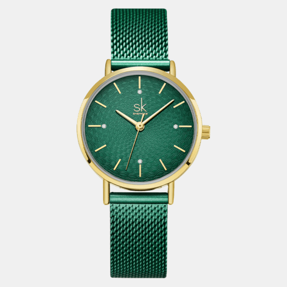 Relógio Shengke Feminino Super Slim Verde Sk - 02